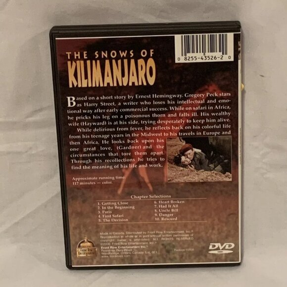 The Snows of Kilimanjaro (DVD, 2000, Front Row Features) Gregory Peck - Picture 2 of 3